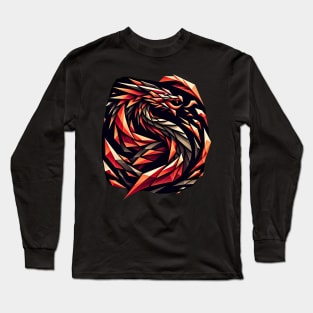 Geometric Firebreath | Abstract Dragon Design Tee Long Sleeve T-Shirt